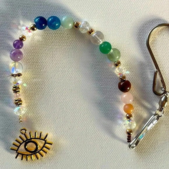 ✨🧿Handmade evil eye crystal suncatcher w/ crystal prism 🌞 Window or car … - Picture 3 of 3